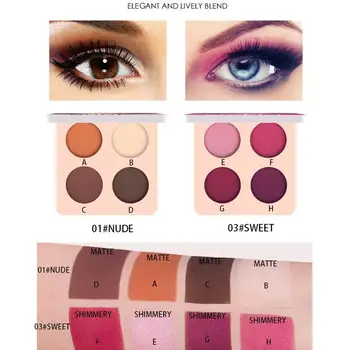 4 Farebné Červené Víno Eyeshadow Palety Stlačené Lesk Leskom Matné Očné Tiene Make-Up Dlhotrvajúci Pigmentované Eyeshadow Krása