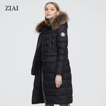 ZIAI2021 Nové dámske zimné dlho teplé, pohodlné bavlnené-vatovaný kabát ženy prímestských kabát, kabát trend kožušiny golier klobúk vrecku ZR-7266