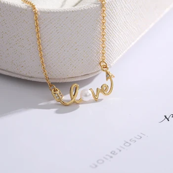 Trendy Pearl Láska Náhrdelníky z Nehrdzavejúcej Ocele Rose gold Pendents Náhrdelníky Kúzlo Šperky Výročie Accesorios valentínske Darčeky