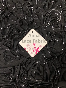 Anna najnovšie 3d výšivky black swiss voile čipky textílie 2021 kvalitné francúzske čistý šnúrky afriky tylu tkaniny 5 metrov/kus