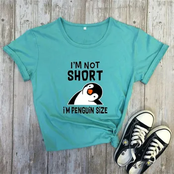 Nie som si Krátke som Penguin Veľkosť Tlače Anime Bavlna T-košele Pre Ženy 2021 Roztomilý Tučniak Grafické Lete Nadrozmerné Oblečenie, Topy