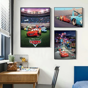 Disney Animation Autá Plátno na Maľovanie Auto McQueen Plagáty a Vytlačí Abstraktné Wall Art Obrázky pre Obývacia Izba Domova