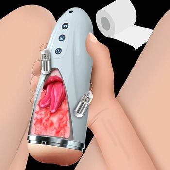 Automatické Orálny Sex Hračky Pre Mužov Penis Tréner Mužskej Masturbator Oneskorenie Ejakulácie Stimulovať Žaluďa Vibrácií Masér Mačička