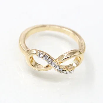 HOMOD Hot Predaj Módnych Zliatiny Crystal Krúžky Zlatá Farba Infinity Krúžok Vyhlásenie Šperky Veľkoobchod pre Ženy Šperky 2019 Nové