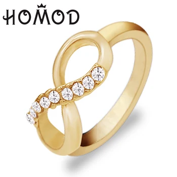 HOMOD Hot Predaj Módnych Zliatiny Crystal Krúžky Zlatá Farba Infinity Krúžok Vyhlásenie Šperky Veľkoobchod pre Ženy Šperky 2019 Nové