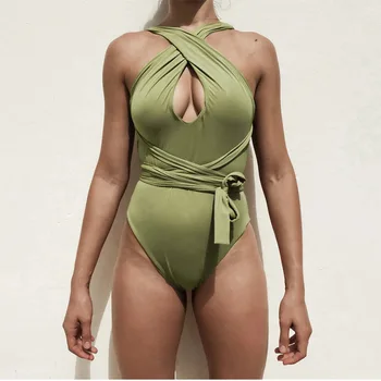 Sexy Jedného Pleca Plavky Jednodielne Vystrihnúť Čierne Plavky Ženy Monokiny Brazílske Plavky Kríž Obväz Jeden Kus Oblek