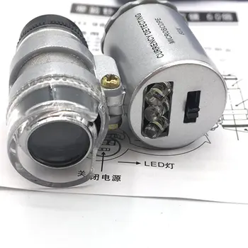 Prenosné 60x Vrecku Mini Lupa Mikroskop Klenotník Loupes Sklo Objektívu LED Svetlo Peniaze Zistiť Lampa Tester