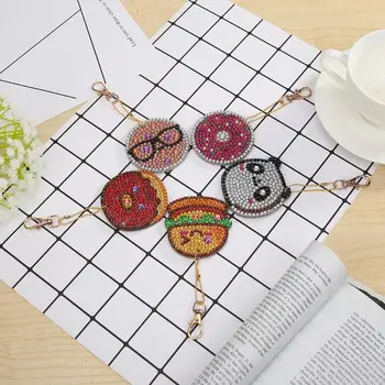 5 ks DIY Plný Vrták Špeciálne Diamond Maľovanie Keychain Hamburger Šišky Prívesok Darček Výšivky Súpravy Mozaiky Cross Stitch Keyring