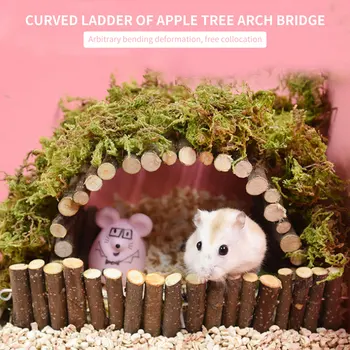 Drevený Most Škrečkov Apple Pobočky Schody Športové Hračky Pet klietky Príslušenstvo Závesné Rebríky pre Králik Malých Zvierat Antistresový