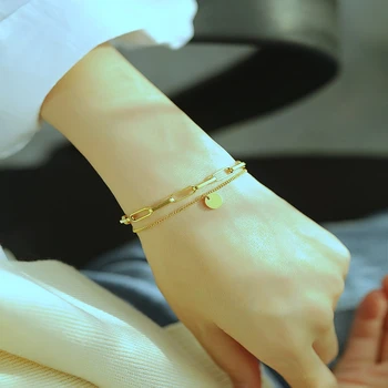 Japončina kórejčina Populárne Iny 220 mm YSM B358 Šperky 2021 Trend Nehrdzavejúcej Stee Náramok Pre Ženy Rose Gold Smajlík Dvojité Náramok