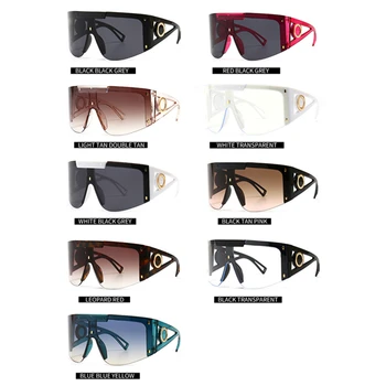2021 Vintage Nadrozmerné Okuliare Ženy Muži Móda Veľké Rámom z Jedného Kusu Šošovky, Slnečné Okuliare Flat Top Unisex Leopard Eyeware UV400