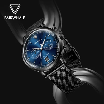 FAIRWHALE Hodinky Značky vynikajúcu kvalitu 3Bar nepremokavé rekreačný šport móda Kvart hodinky pánske hodinky relogio masculino