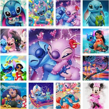 Disney Animation Lilo&Stitch Plátno Diamond Maľovanie Cartoon Plný Diamond Vykladané Šitie Darček, Vhodné Pre Deti JE život Izieb
