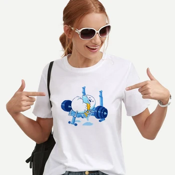Vtipné Vajcia Print T Shirt Ženy Košele Plus Veľkosť módne O Krk Krátke Rukáv Tričko Fashion Lady Street Bežné Biele Topy Tees