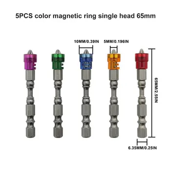 2 Ks 65MM Jeden Vedúci Magnetický Skrutkovač Bit Anti-Slip Hex PH2 Elektrického skrutkovača Nastavte Na Náradie Náhodné Farby