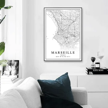 Francúzsko Mapa Mesta Paríž, Lyon Marseille Montpellier Pekné Štrasburgu Toulouse Plátno Na Maľovanie Vytlačí Plagáty Estetické Izba Dekor