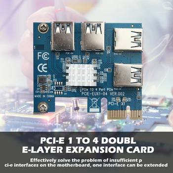 PCI-E PCI-E Adaptér 1 Zapnite 4 PCI-Express Slot 1x až 16x USB 3.0 Ťažba Špeciálne Stúpačky Karty PCIe Converter pre BTC Banské Banské
