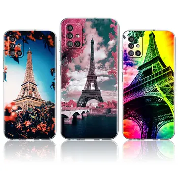 Jasné, Telefón puzdro Pre Samsung Galaxy A51 5G A71 A21s A31 A12 A52 A41 A91 A11 A32 A72 Mäkké Pokrytie Romantický Paríž, Eiffelova Veža Plná
