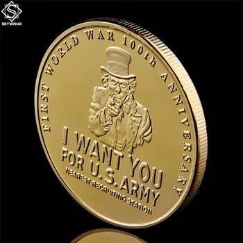 5 KS Uncle Sam Vlastenectvo Prvej Svetovej Vojny 100 Výročie chcem, aby ste Pre NÁS Armády Výzvou Mince USA