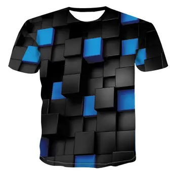 Veľká Veľkosť Muži T-Shirt 2020 Lete Geometrické Kruhu 3D Vytlačené Top Tees Módne O--Krku Krátky Rukáv Príležitostné Voľné Mužov Košele