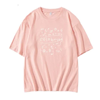 Letné štýl kpop ie novú pieseň Celebrity rovnaké tlač tričko unisex o krk klesol rameno sleeve t-shirt 4 farby