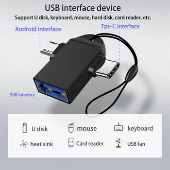 USB3.0 2 v 1 Telefón Adaptér Typ C + Micro USB Rozhranie v Konektor pre Mobilný Telefón, Konektor Pre Samsung Huawei P40 5G Smart Phone