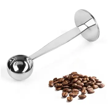 1pc 2-v-1 z Nehrdzavejúcej Ocele Kávy Tamper s Lyžicou Profesionálne Espresso Kávu Tamper pre Kaviareň Domov (Strieborný)