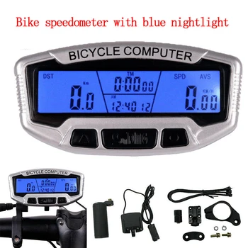 Vodotesný LCD Požičovňa Bicyklov Speed Meter, jazda na Bicykli Počítač počítadlo kilometrov Rýchlomer Velometer s Modré Svetlo na Bicykel Bezdrôtové