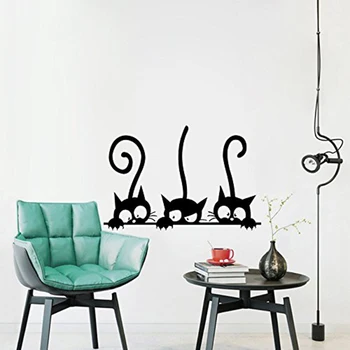 Krásne Tri Čierna Mačka, Samolepky Na Stenu, Čierna Cartoon Zvieratá Vyrezávané Nálepky Nepremokavé Nálepky Osobnosti Vinyl Stenu Deco