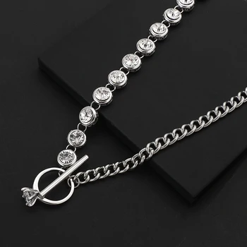 Flashbuy Nový Dizajn Crystal Zámok Reťazca Náhrdelník Ženy Kovové Reťaze Crystal Krúžky Prívesok Náhrdelník Módne Choker Náhrdelník Šperky
