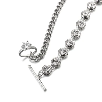 Flashbuy Nový Dizajn Crystal Zámok Reťazca Náhrdelník Ženy Kovové Reťaze Crystal Krúžky Prívesok Náhrdelník Módne Choker Náhrdelník Šperky