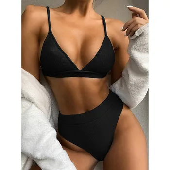 Sexy Pevné Bikini Žien, Vysoký Pás Bandeau Obväz Bikini Set Plavky S Push-Up Brazílsky Plážové Oblečenie Plavky, Bikiny Femme 2021