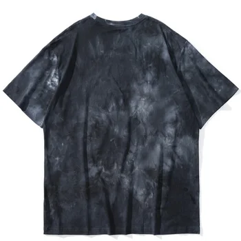 Hip Hop T Shirt Mužov Lebka Tie Dye Streetwear Harajuku High Street Krátke Bavlnené Tričko Nadrozmerné Summer Black Topy