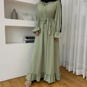 WEPBEL Farbou Arabskom Dubaji Šaty, Šaty Žien Moslimských Abaya Dlhý Rukáv, Dlhý Rukáv, Vysoký Pás, Šitie Big Swing Moslimské Oblečenie