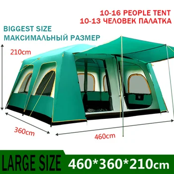 Vonkajšie Veľké Stany 460*360*210 Cm Veľké Strany Camping Tented Tábory Rodiny Kabíne Stan Pre 5 8 10 Muži 12 14 16 Osobu Vysoký Útulku