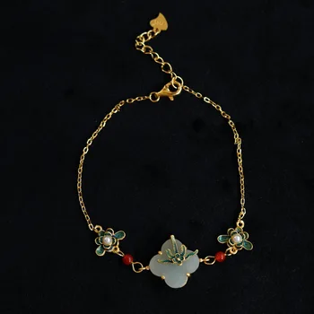 Čínsky Štýl, Smalt Farba Elegantné, Ženské Kúzlo Pearl Hotan Biela Jade Kameň Náramky Ruky Reťazca Vintage Menšín Šperky