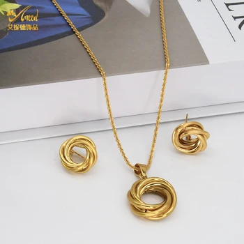 ANIID Náhrdelníky Sady Šperkov Elegantné Earing Ženy 24K Gold Africké Deti Šperky Pre Dievčatá Svadobné turecký Veľkoobchod Luxusný Darček