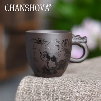CHANSHOVA 100ml Čínsky retro štýl Fialová Hliny Ručné teacup osobnosti malé šálky kávy hrnček Číne čaj nastaviť G263
