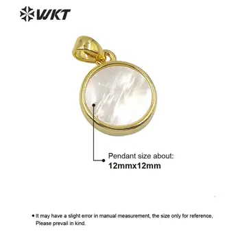 WT-JP186 WKT Prírodné Shell Prívesok Okrúhly Tvar Prívesok Zlaté elektrolyticky pokrývajú Shell Prívesok Ženy Módny Prívesok, Šperky Hľadanie