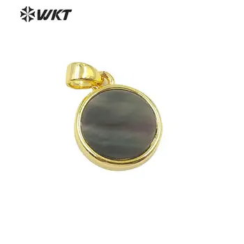 WT-JP186 WKT Prírodné Shell Prívesok Okrúhly Tvar Prívesok Zlaté elektrolyticky pokrývajú Shell Prívesok Ženy Módny Prívesok, Šperky Hľadanie