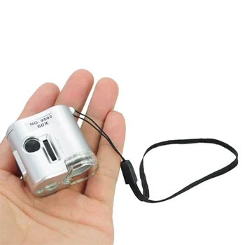 Prenosný Mini Pocket 60X Mikroskopom Klenotník Loupe Objektív Osvetlené Šperky Hmyzu zväčšovacie sklo Sklo 3 LED, S UV Svetlom Nové