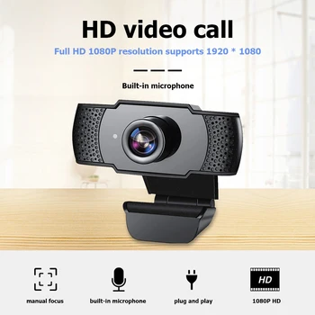 2MP Manuálne Zaostrenie USB webová Kamera HD 1080P Otočná on-Line Live Webová Kamera s MIKROFÓNOM pre Domácnosť Počítačové Príslušenstvo