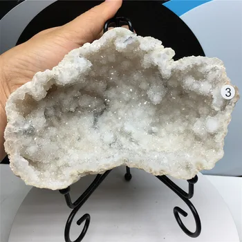 170 mm Prírodná Biela Crystal Klastra Achát Geode Drsné Šperky Box Point Energy Healing Domova Darček