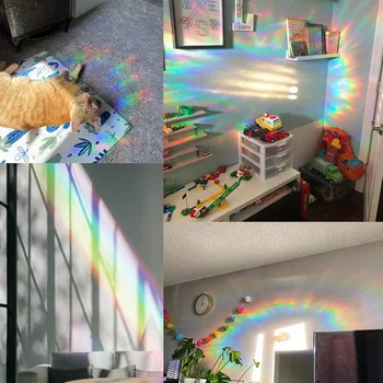 Lom Zrkadlo Prepínač Nálepky Rainbow Prism Elektrostatické Vložiť Sklo Domova Obývacia Izba Samolepky Na Stenu Pre Dievčatá Izieb