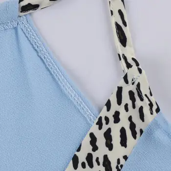 Ženy Topy Low-Cut V Krku Voľné Sexy Dámy Šatka Leopard Šitie Blúzka Košieľka Top na Leto na Denné Nosenie 2021
