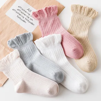 3-12years 2021 Jar Dievčatá Ponožky Vykostené Jeseň detské Ponožky Rozstrapatené Deti Ponožky Batoľatá Princezná Ponožky Baby Čipky Ponožky