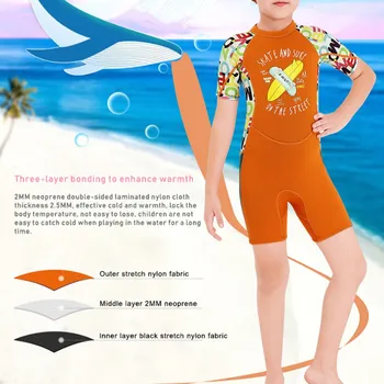 2,5 mm detské Plavky Gilrs Tela-Krátke rukávy Teplé Plavky Chlapci detský opaľovací Krém Rýchle Potápačský Oblek Oblečenie
