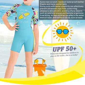 2,5 mm detské Plavky Gilrs Tela-Krátke rukávy Teplé Plavky Chlapci detský opaľovací Krém Rýchle Potápačský Oblek Oblečenie