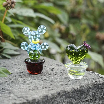 Glass, Kaktusy Figúrky Ozdoby Plochy Remeselné Ozdobu Tvorivé Farebné Roztomilý Miniatúrne Zariadenia Pre Home Decor