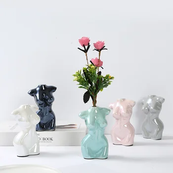 Keramika Body Art Kvetinové Vázy Nahé Ženské Plastiky Kvetinové Vázy Kreatívne Hobby Váza Výsadbu Stroj Domáce Remeslá